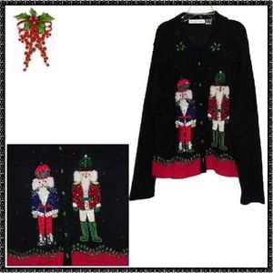 Ugly CHRISTMAS Sweater L Beaded TOY SOLDIERS